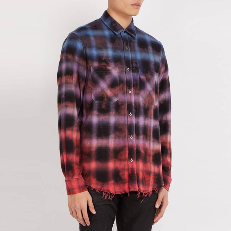 Wholesale Long Sleeves Red Grid Graded Flannel Designer Checker Custom Shirt 2020